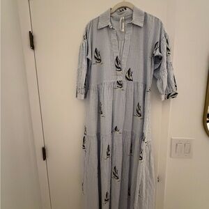 Anthropologie Blue and White Dress